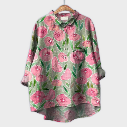 Magdalena - Handgemachte Damenbluse mit Blumenmuster