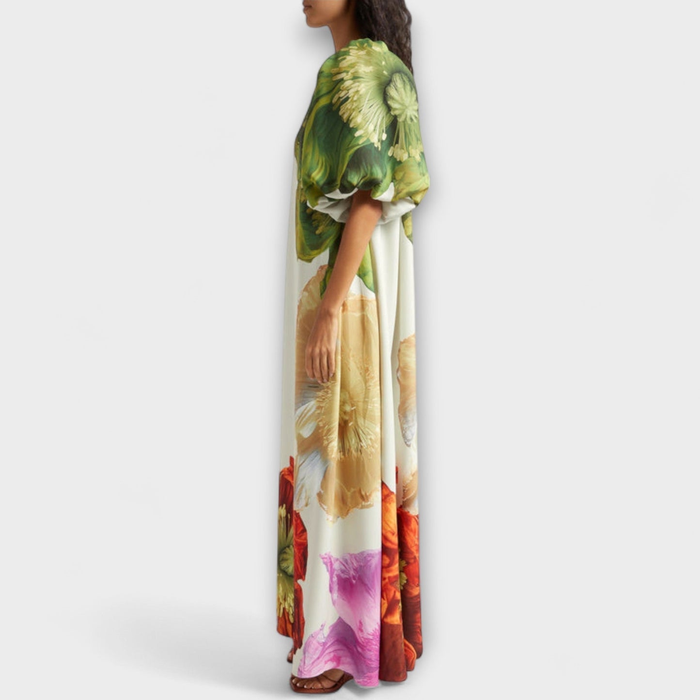 Melodie - Asymmetrisches Floral-Maxikleid