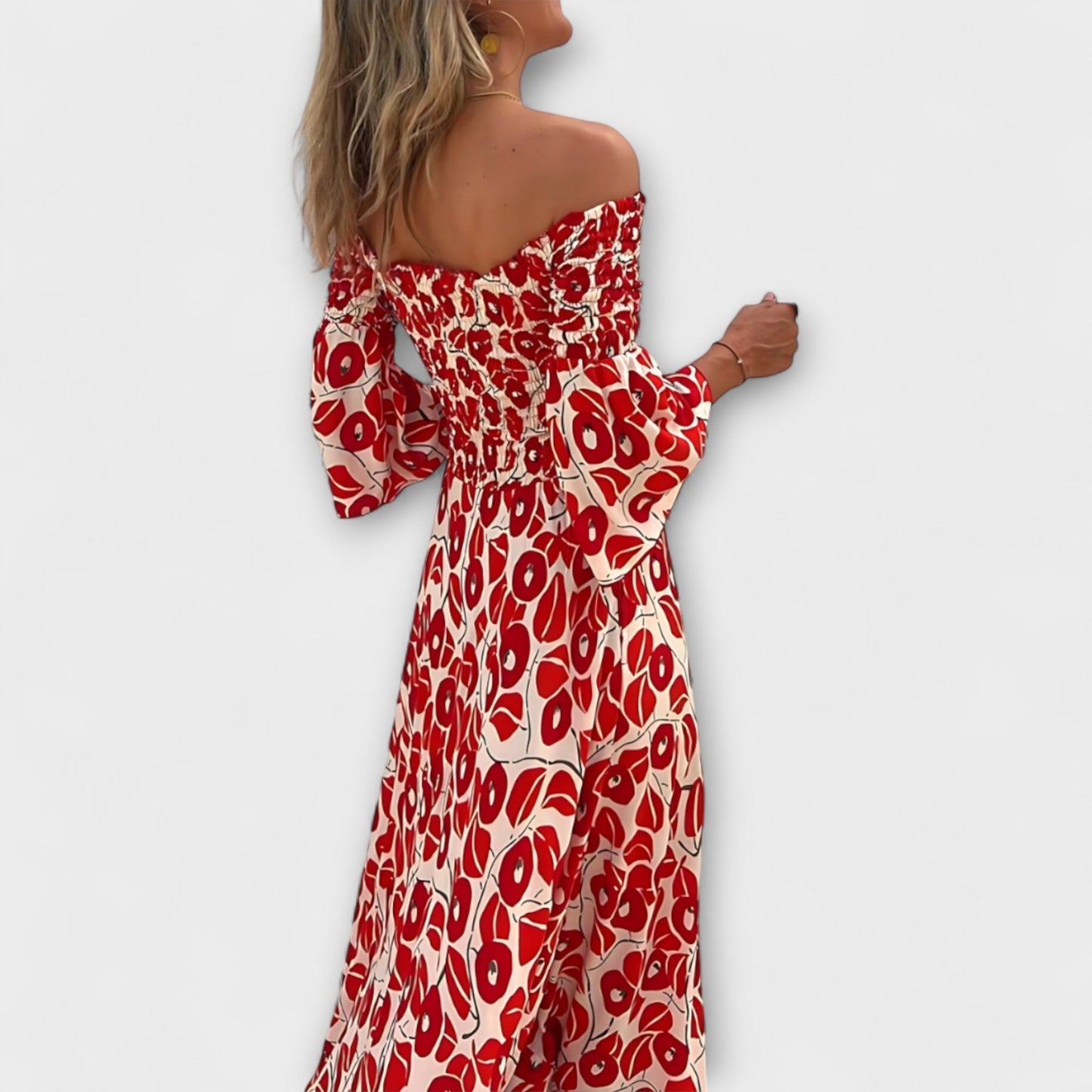Bella - Off-Shoulder Kleid mit Ozeanblumen