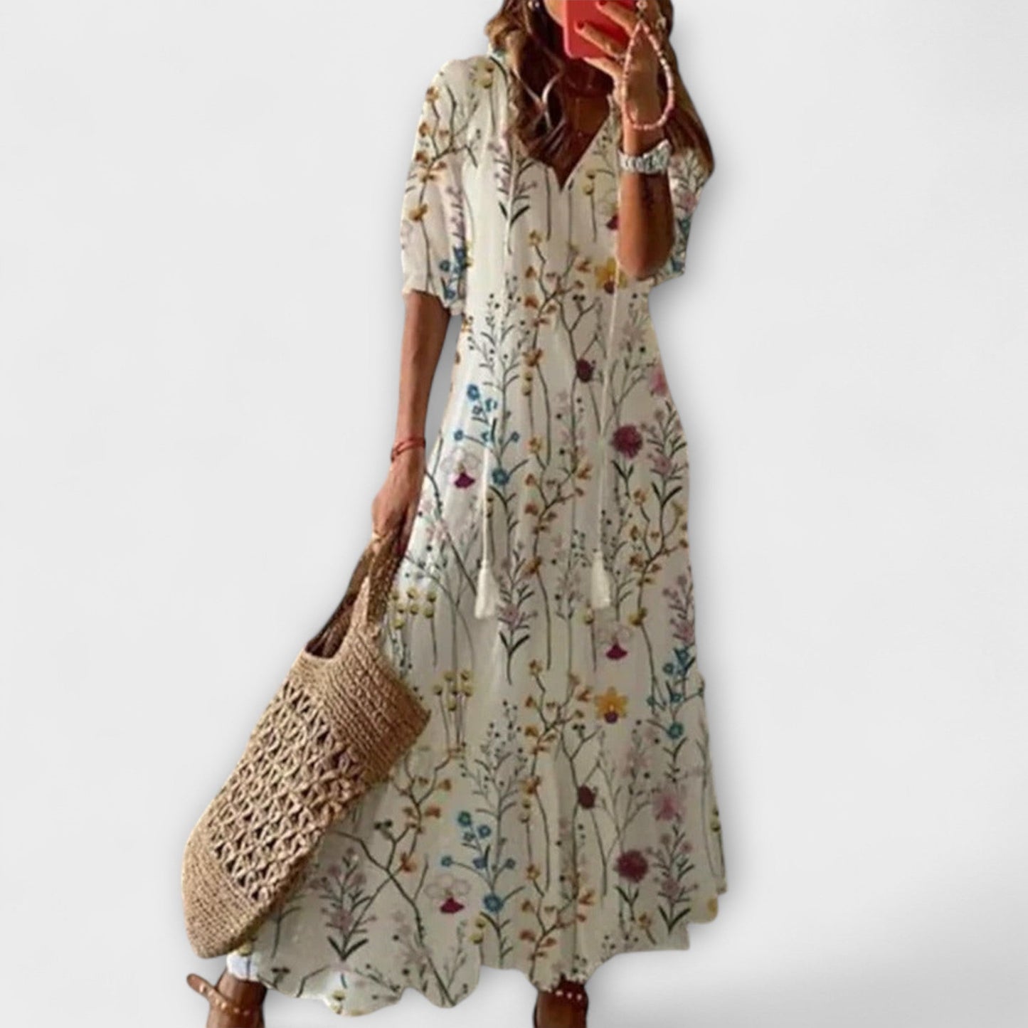 Anna – Damen Bohemian Sommerkleid mit fließender Silhouette