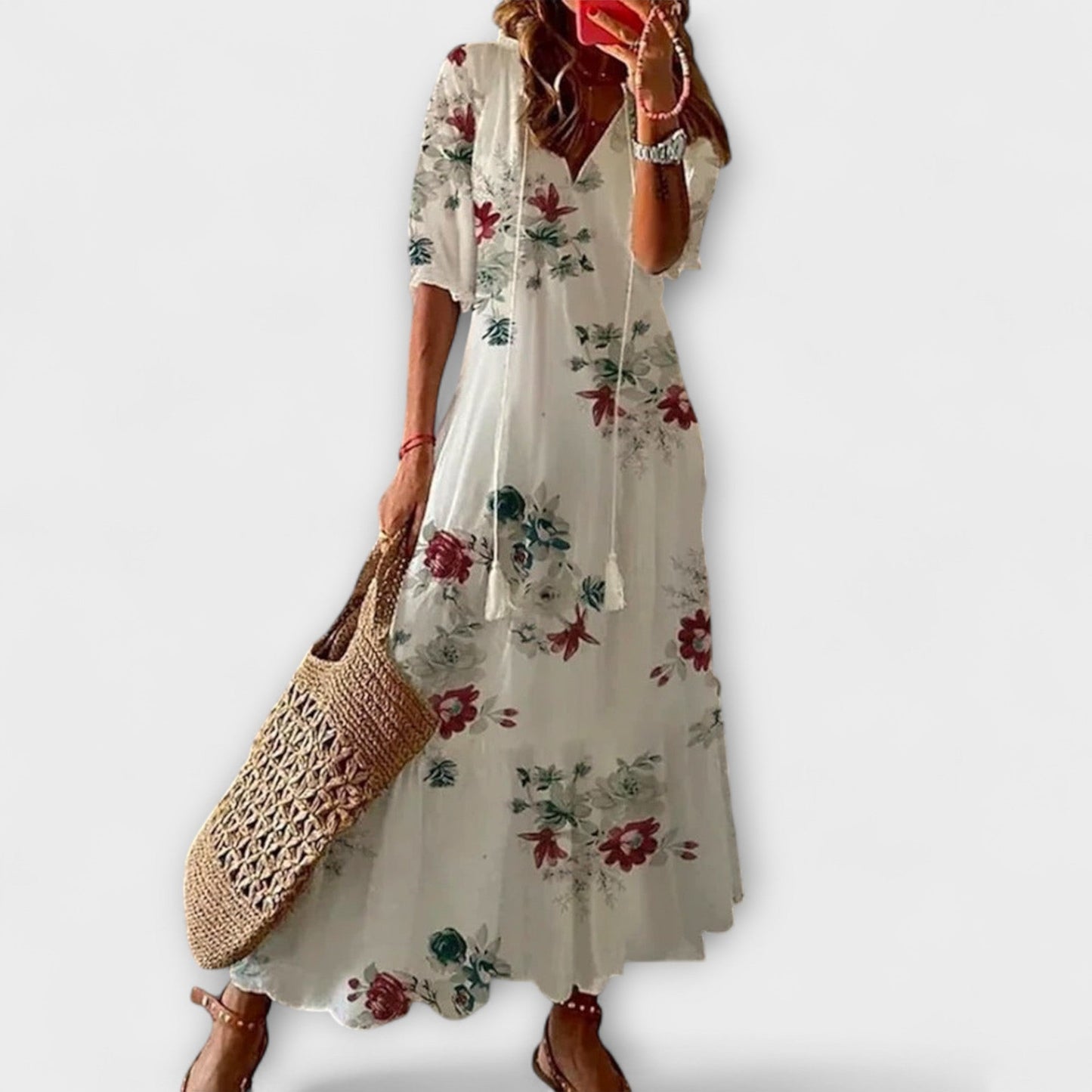Anna – Damen Bohemian Sommerkleid mit fließender Silhouette