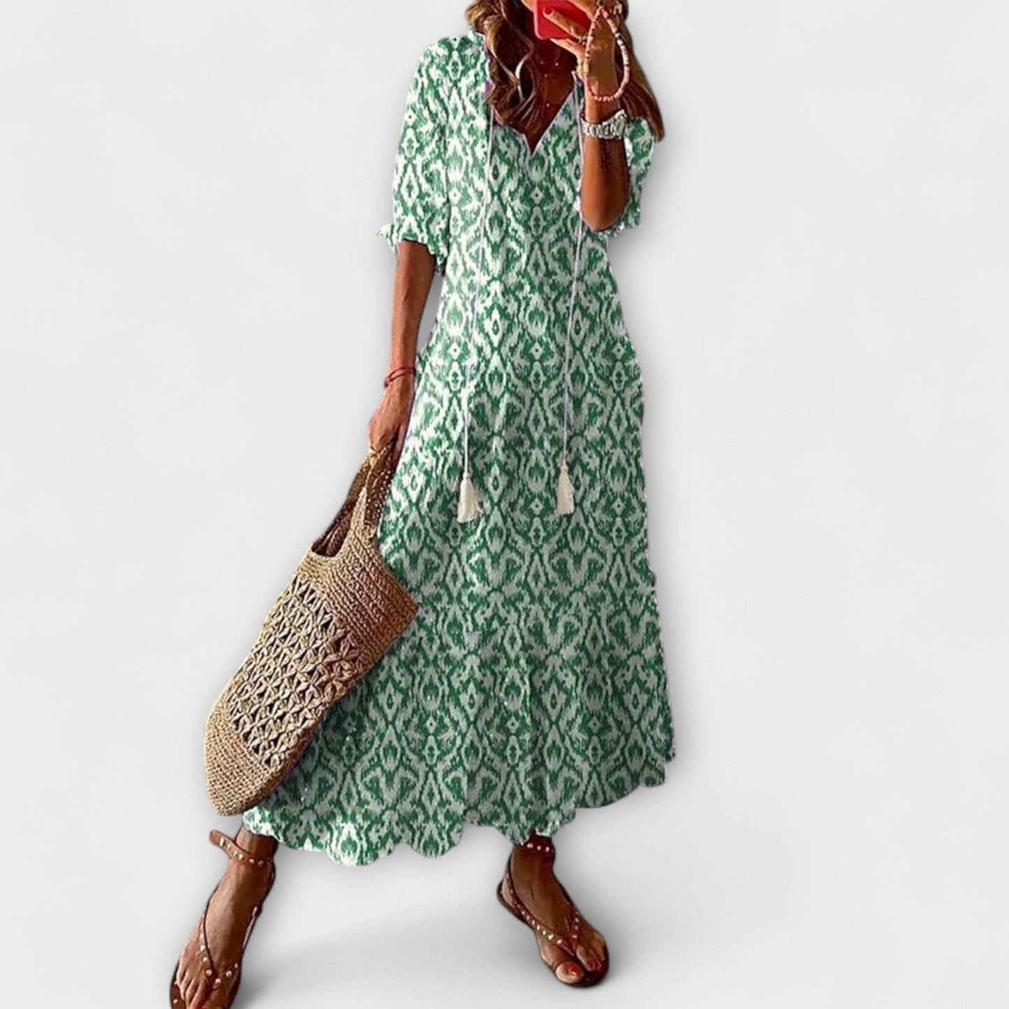 Anna – Damen Bohemian Sommerkleid mit fließender Silhouette