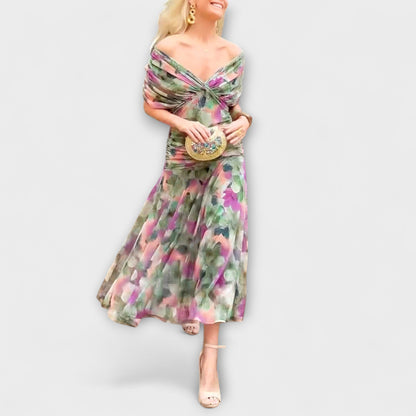 Aurora - Stilvolles V-Ausschnitt Maxi-Kleid