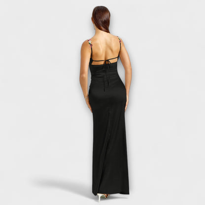 Eira - Verziertes Satin-Kleid mit Rücken-Schnürung
