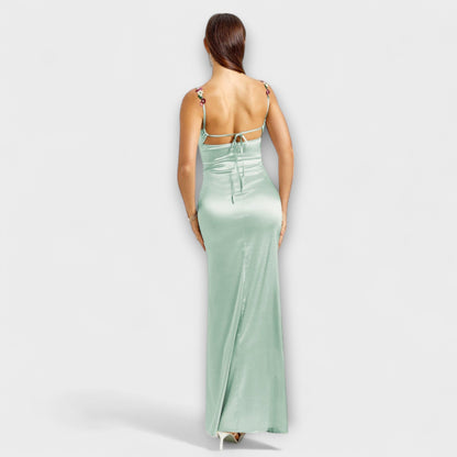 Eira - Verziertes Satin-Kleid mit Rücken-Schnürung