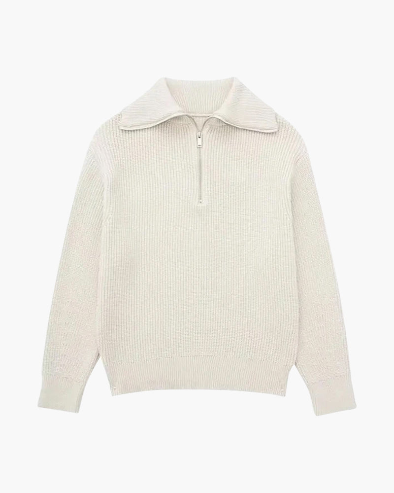 Gestreifter Reißverschluss-Pullover