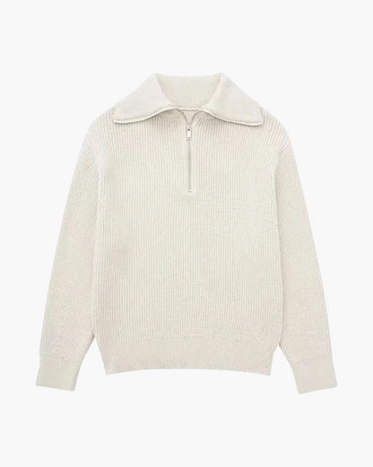 Gestreifter Reißverschluss-Pullover