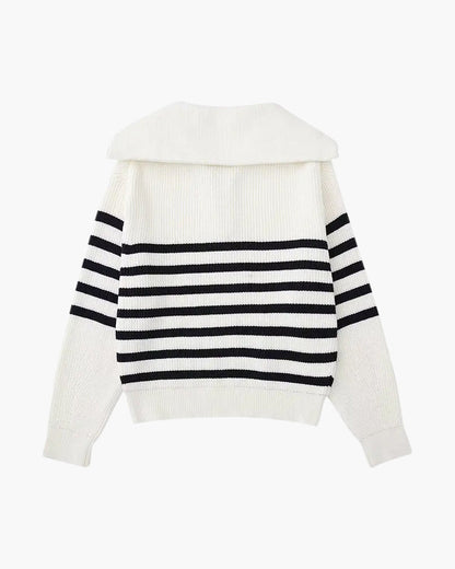 Gestreifter Reißverschluss-Pullover