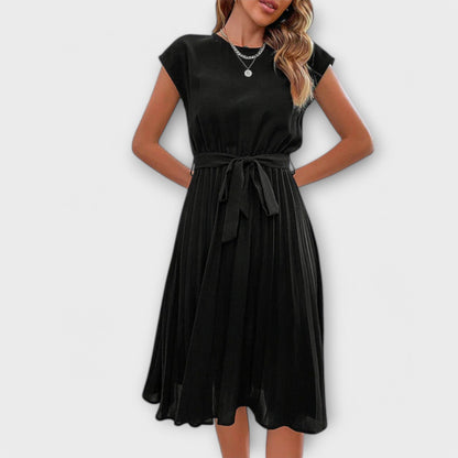 Claire - Kurzarm, Faltenwurf, Lässiges Midi-Kleid