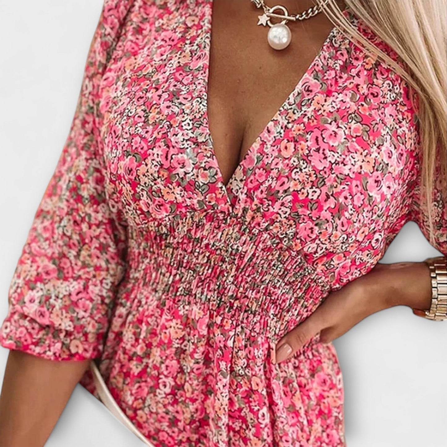 Blumenkleid mit Puffärmeln für Damen