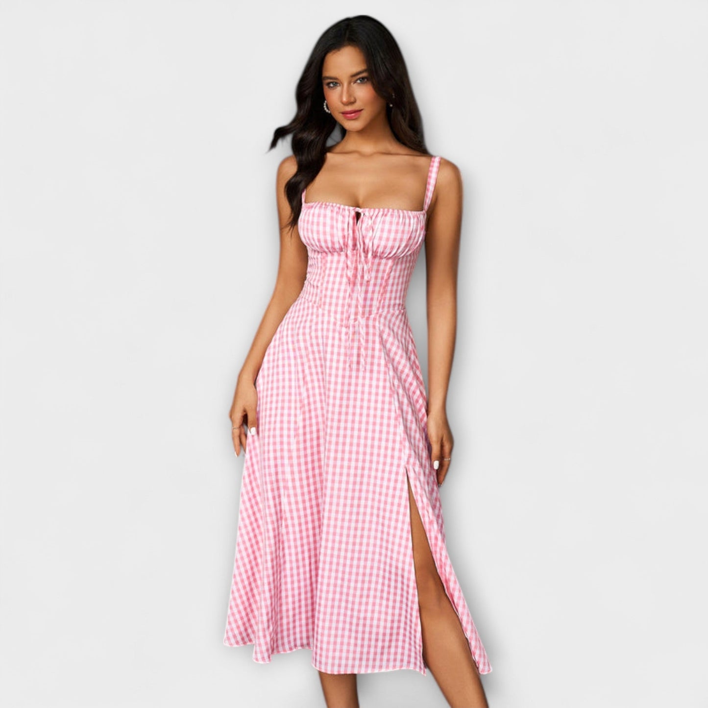 Hoffnung - Rüschentop Kleid mit Schlitzdetail