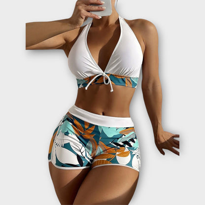 Hochtaillierter Halter-Bikini-Set