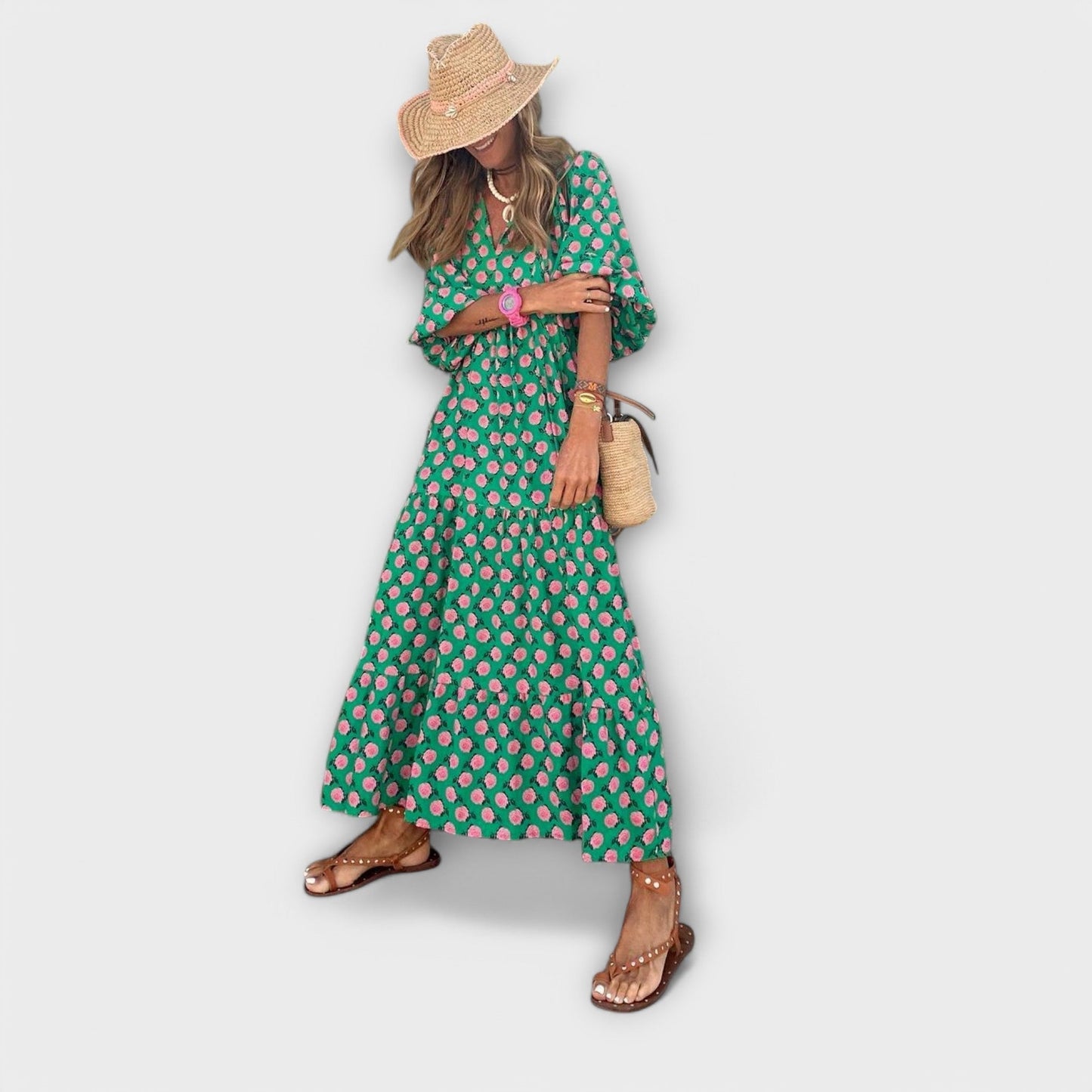 Elegantes geometrisches Maxikleid