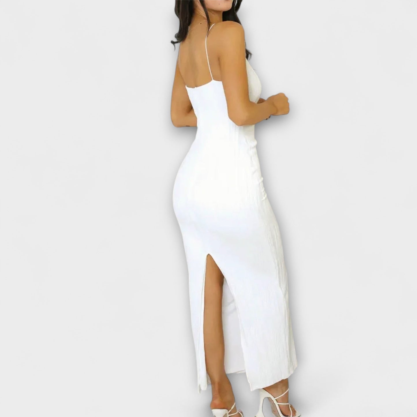 Schickes ärmelloses, gerafftes Maxikleid