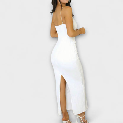 Schickes ärmelloses, gerafftes Maxikleid