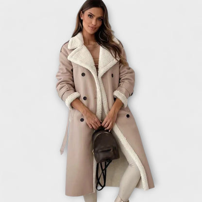 Maria – Lange klassische Jacke mit Fleece-Futter und Teddy-Kragen