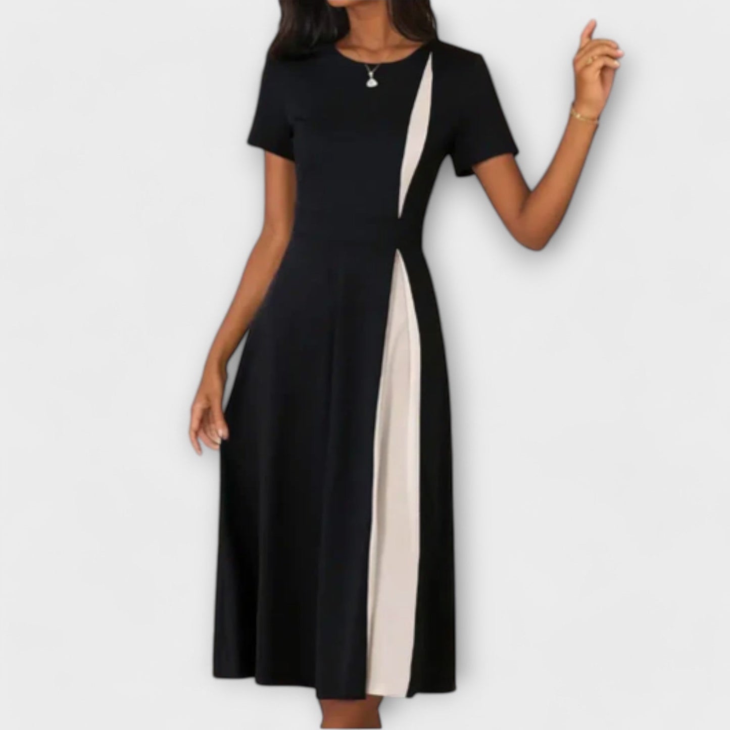 Hanne - Schwarz-weißes Midi-Kleid
