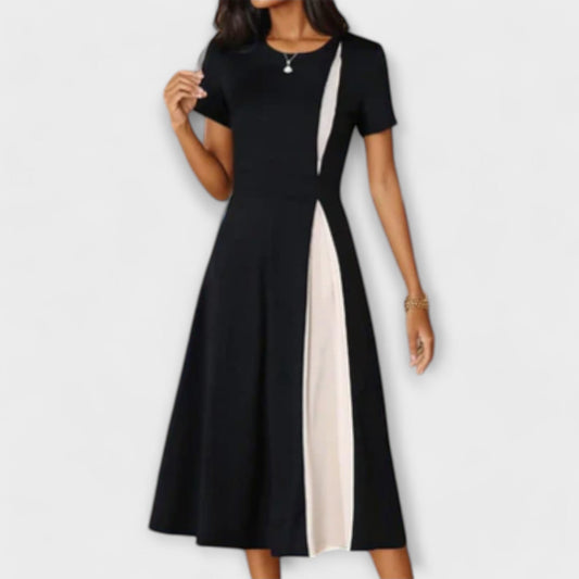 Hanne - Schwarz-weißes Midi-Kleid