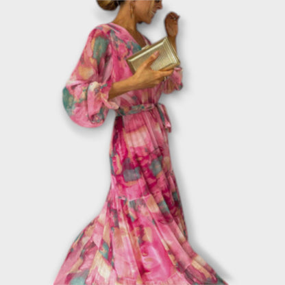 Evelyn - Aquarell Traum Maxikleid