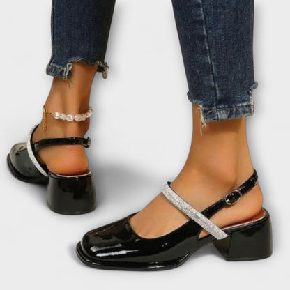 Celandra - Mary Janes mit Glitzer-Riemen und Blockabsatz