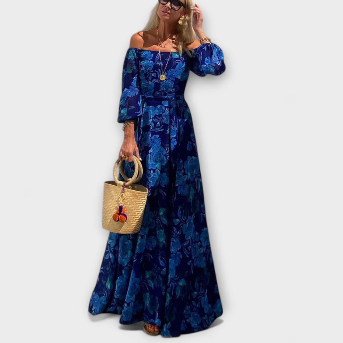 Juniper - Floral Off-Shoulder Smocked Maxi-Kleid