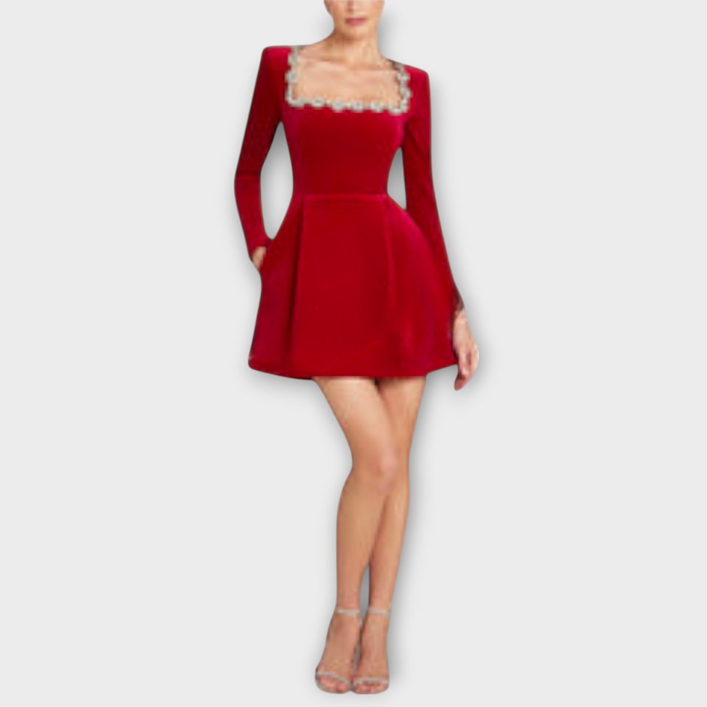 Wren - Mini-Kleid aus Samt mit Juwelenverzierung