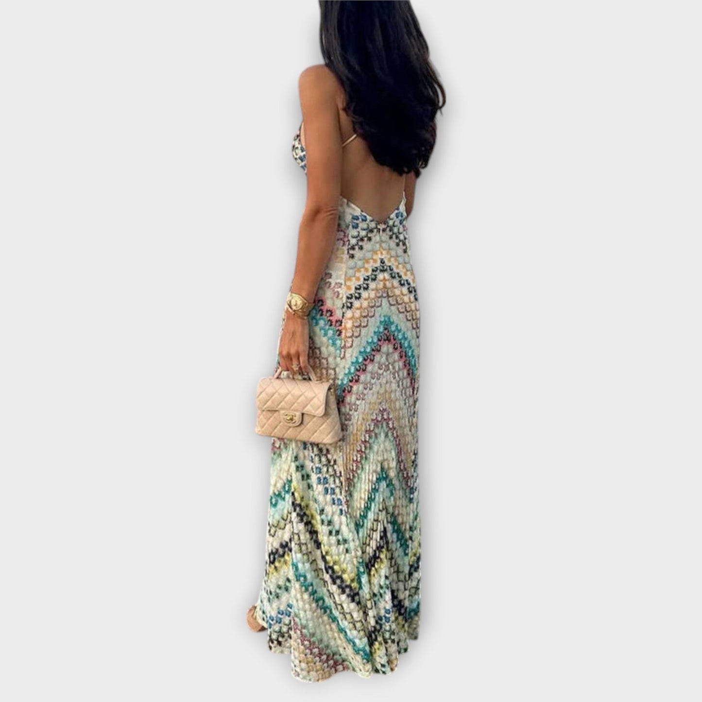 Remi - Missoni Buntes Hahnentritt-Muster Maxikleid