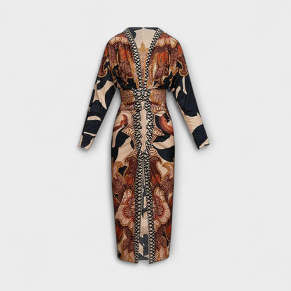Cleo - Einzigartiges Dolman Midi Kleid mit brasilianischem Druck