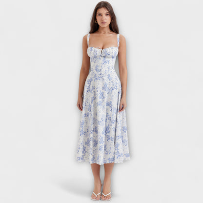 Zipporas - Maßgeschneidertes Bustierkleid mit modernem Frühlingsblumenmuster