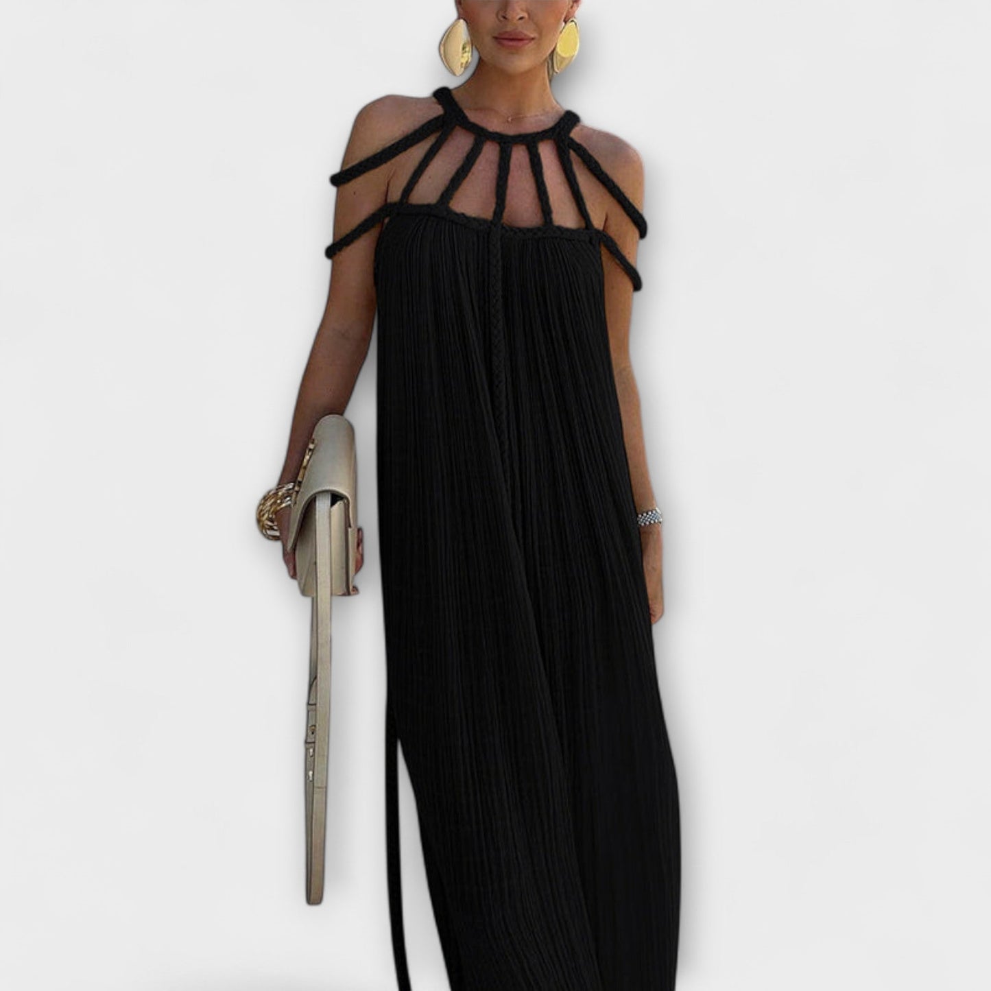 Briar - Ein stilvolles Maxikleid aus Mischgewebe mit drapierten Zöpfen