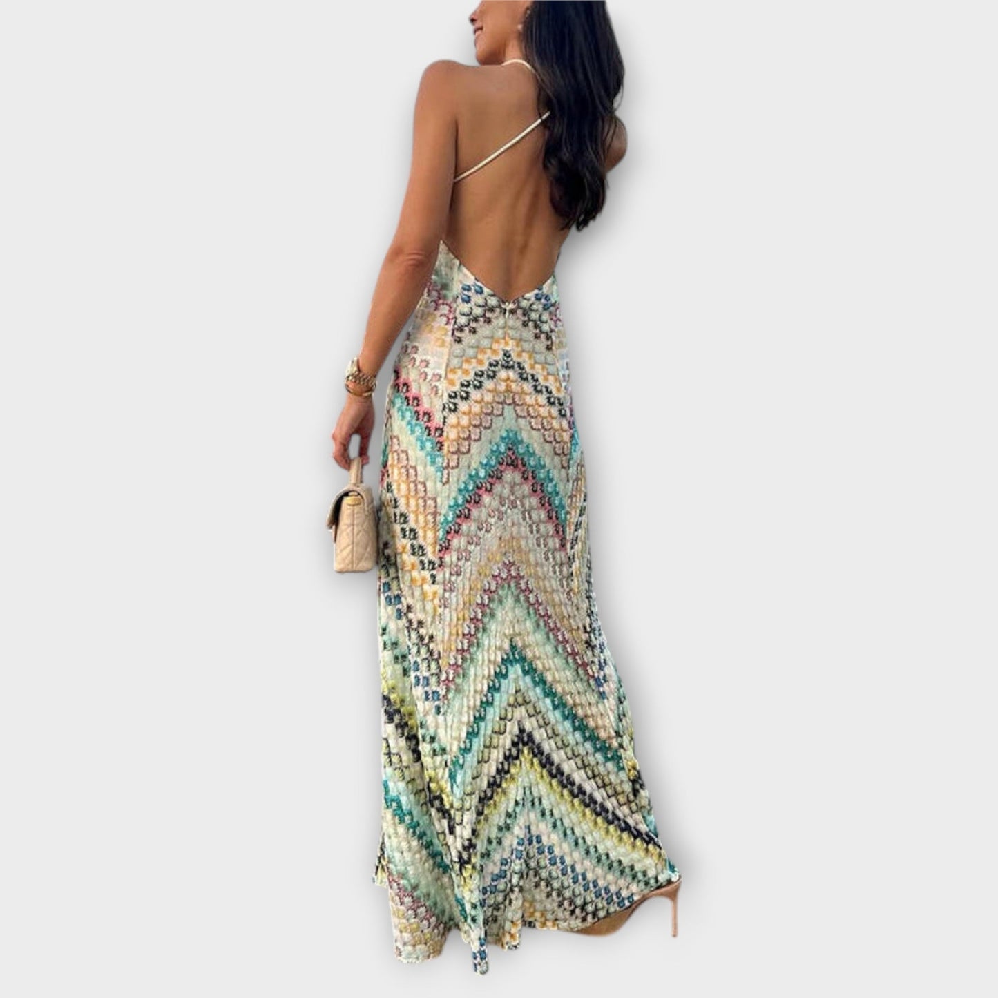 Remi - Missoni Buntes Hahnentritt-Muster Maxikleid