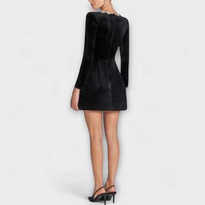 Wren - Mini-Kleid aus Samt mit Juwelenverzierung