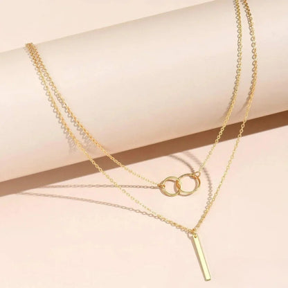 Retro Gold Double Circle Pendant Halskette