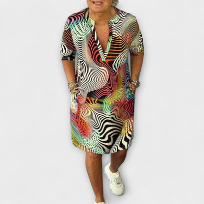 Liora - Farbiger V-Ausschnitt Kleid
