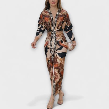 Cleo - Einzigartiges Dolman Midi Kleid mit brasilianischem Druck