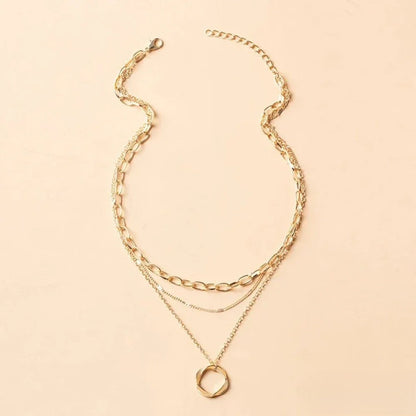 Retro Gold Layered Halskette