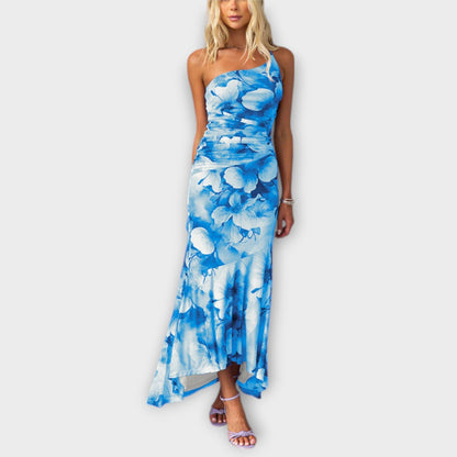Pia - Maxikleid mit asymmetrischer Raffung