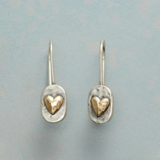Vintage Silber Ohrringe mit Goldenem Herz