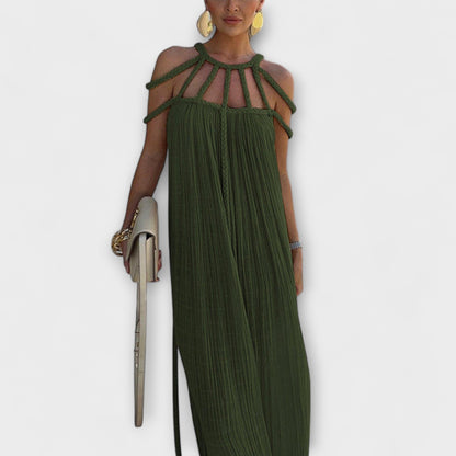 Briar - Ein stilvolles Maxikleid aus Mischgewebe mit drapierten Zöpfen