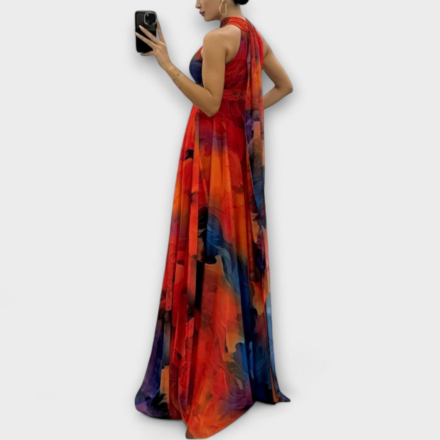 Isalie – Chiffon-Maxikleid mit floralem Muster