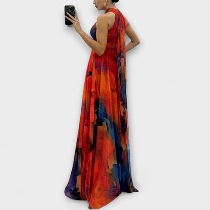Isalie – Chiffon-Maxikleid mit floralem Muster