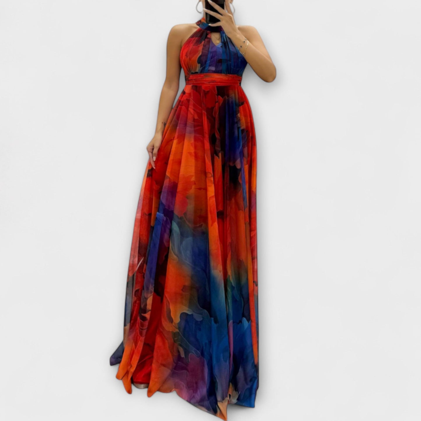 Isalie – Chiffon-Maxikleid mit floralem Muster