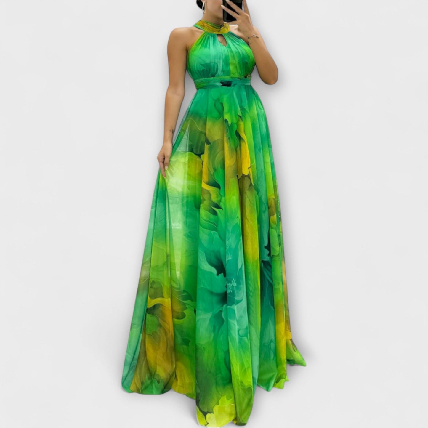 Isalie – Chiffon-Maxikleid mit floralem Muster